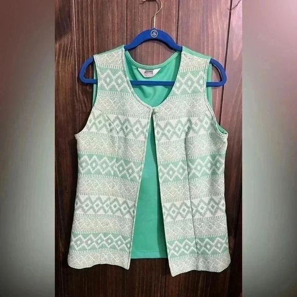 Jackets & Blazers - Vintage 70s Mint Montgomery Ward Polyester Vest-Size:16-Cottage Core/Granny